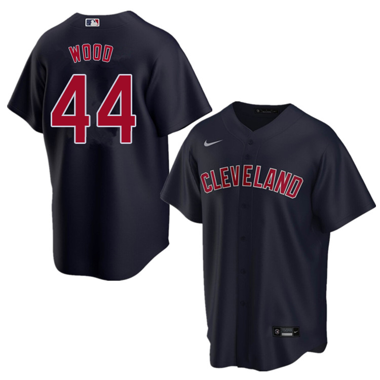 Nike Men #44 Hunter Wood Cleveland Indians Baseball Jerseys Sale-Navy